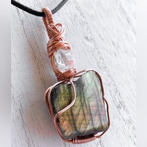 SOLD ‼️Raw Labradorite and Herkimer Diamond Crystal Necklace